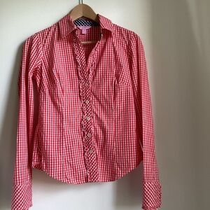 Lilly Pulitzer Red Gingham Button Down Shirt